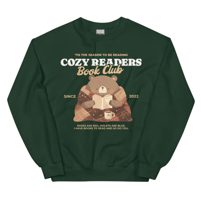 Cozy Readers Book Club Sweatshirt - The Bean Workshop - Autumn Vibes, Book Lover, Book Lover Gift, Bookish Apparel for Fall, Bookish Sweatshirt, Cottagecore, Cozy Aesthetic, Cozy Bear, Cozy Pullover, Cozy Readers Book Club, Cute Bear Graphic, fall, Fall Aesthetic, Gift for Reader Cozy Sweatshirt, sweatshirt