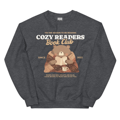 Cozy Readers Book Club Sweatshirt - The Bean Workshop - Autumn Vibes, Book Lover, Book Lover Gift, Bookish Apparel for Fall, Bookish Sweatshirt, Cottagecore, Cozy Aesthetic, Cozy Bear, Cozy Pullover, Cozy Readers Book Club, Cute Bear Graphic, fall, Fall Aesthetic, Gift for Reader Cozy Sweatshirt, sweatshirt