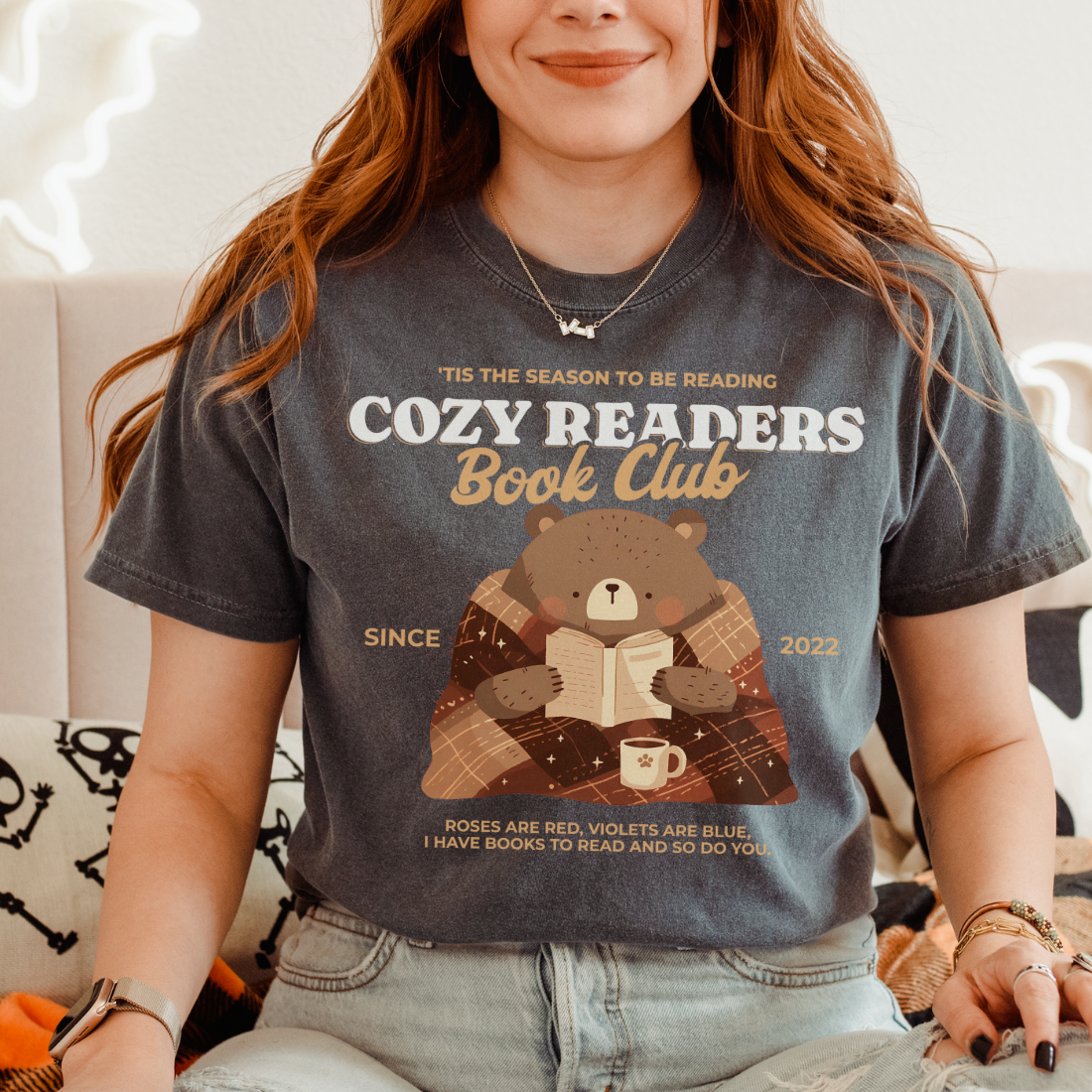 Cozy Readers Book Club T-Shirt - The Bean Workshop - Autumn Aesthetic Bookworm Shirt, Autumn Vibes, Book Lover, Book Lover Gift, Bookish Apparel for Fall, Cottagecore, Cozy Aesthetic, Cozy Bear, Cozy Readers Book Club, Cozy Readers Book Club Tee, Cute Bear Graphic, fall, Fall Aesthetic, Fall Reading Graphic Tee, Gift for Reader Cozy Sweatshirt, t-shirt