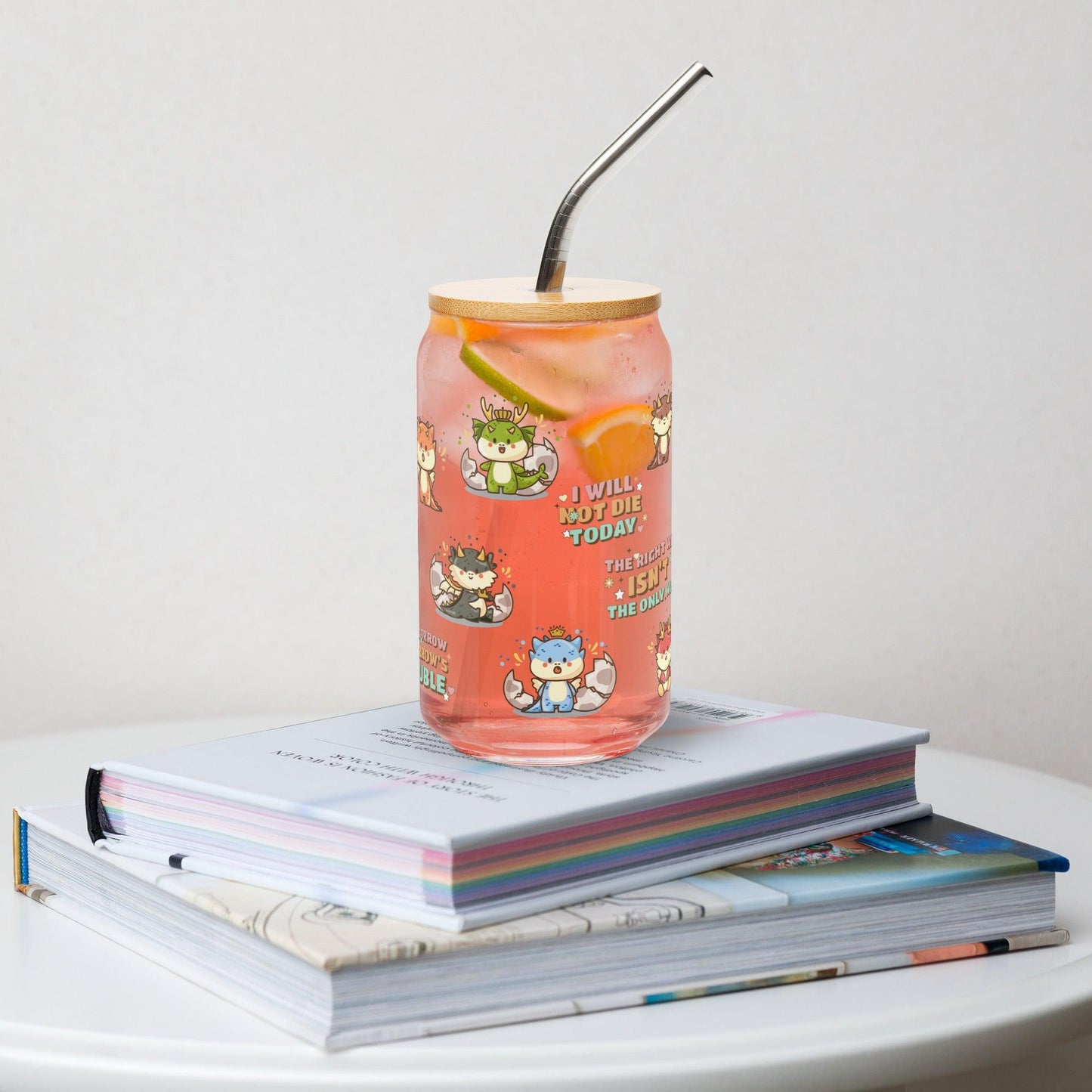 Daily Reminders for Dragon Riders Can-Shaped Glass Mug - The Bean Workshop - dragon riders, fourth wing, glass can, glass mug, mug, rebecca yarros, the empyrean series