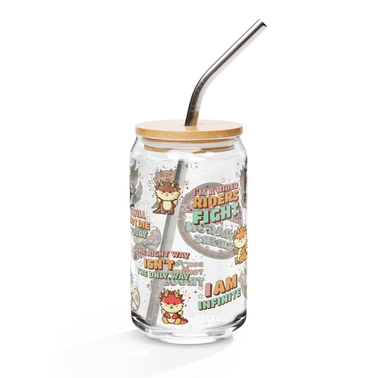 Daily Reminders for Dragon Riders Can-Shaped Glass Mug - The Bean Workshop - dragon riders, fourth wing, glass can, glass mug, mug, rebecca yarros, the empyrean series