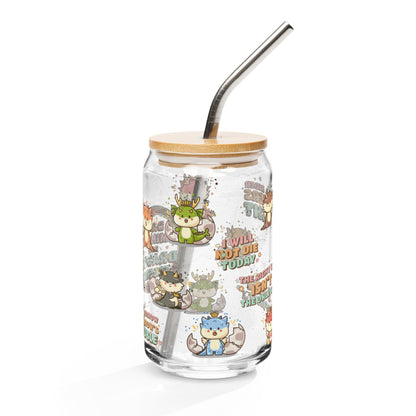 Daily Reminders for Dragon Riders Can-Shaped Glass Mug - The Bean Workshop - dragon riders, fourth wing, glass can, glass mug, mug, rebecca yarros, the empyrean series