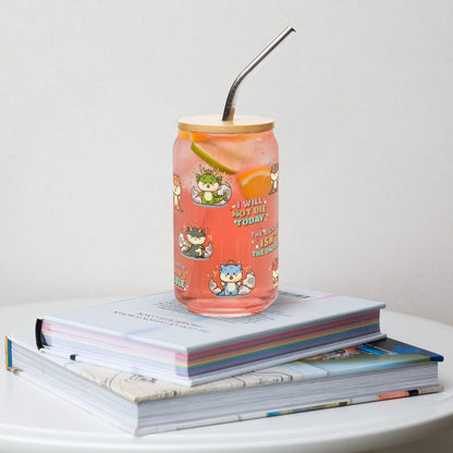 Daily Reminders for Dragon Riders Can-Shaped Glass Mug - The Bean Workshop - dragon riders, fourth wing, glass can, glass mug, mug, rebecca yarros, the empyrean series