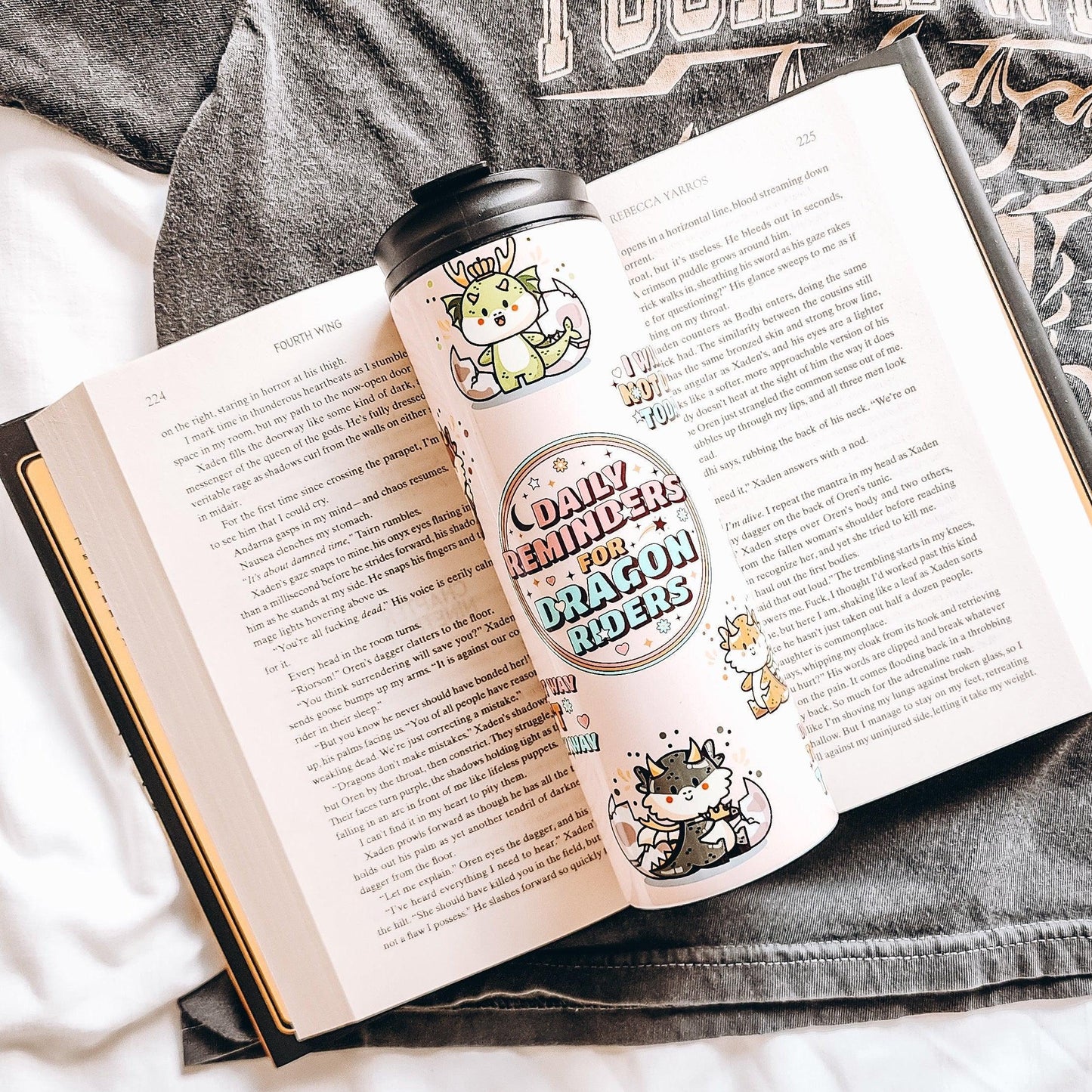 Daily Reminders for Dragon Riders Tumbler - The Bean Workshop - fourth wing, rebecca yarros, tumbler