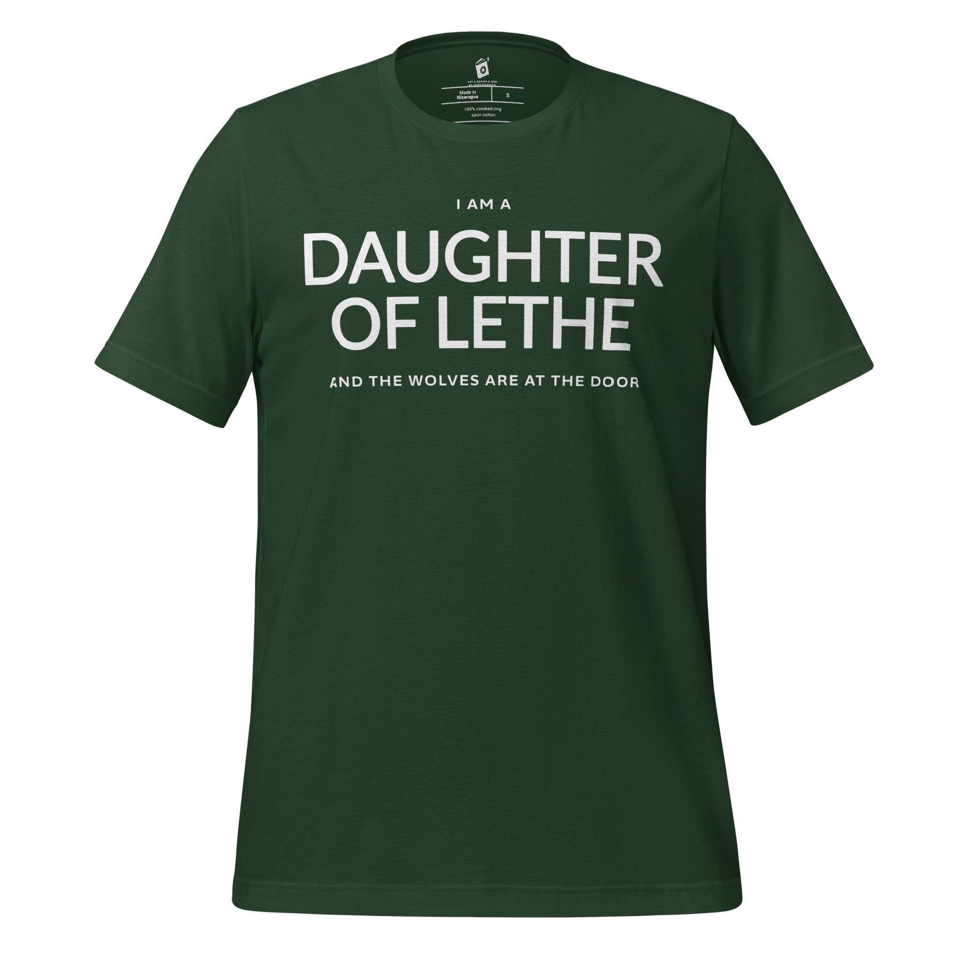 Daughter of Lethe T-Shirt - The Bean Workshop - Alex Stern quote, Book Lover Gift, Dark academia t-shirt, Daughter of Lethe T-shirt, Fantasy Novel Merch, Gothic Aesthetic, leigh bardugo, Leigh Bardugo fan apparel for readers, Lethe House merch, Literary Quote Shirt, Minimalist Bookish Tee, Ninth House book quote shirt, Strong Female Character., Wolves at the Door