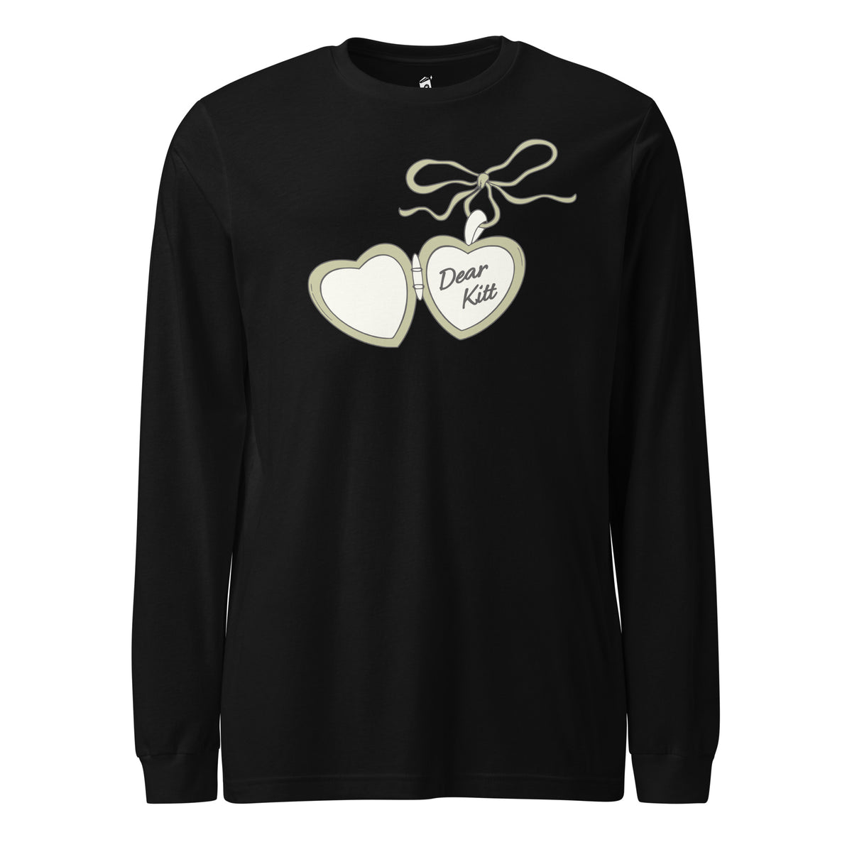 Dear Kitt Heart Locket Long Sleeve Tee | Divine Rivals Rebecca Ross Gift - The Bean Workshop - Book Lover Gift, Cottagecore, Cozy Aesthetic, Cute Book Merch, Dear Kitt apparel for readers, Divine Rivals, Iris Winnow, Letters of Enchantment, Letters of Enchantment book merch, long sleeve tee, Reader Apparel, Rebecca Ross, Roman Kitt, Romantic fantasy clothing, Vintage Locket