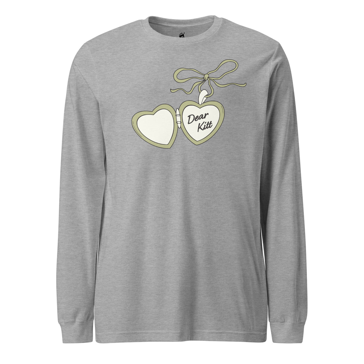 Dear Kitt Heart Locket Long Sleeve Tee | Divine Rivals Rebecca Ross Gift - The Bean Workshop - Book Lover Gift, Cottagecore, Cozy Aesthetic, Cute Book Merch, Dear Kitt apparel for readers, Divine Rivals, Iris Winnow, Letters of Enchantment, Letters of Enchantment book merch, long sleeve tee, Reader Apparel, Rebecca Ross, Roman Kitt, Romantic fantasy clothing, Vintage Locket