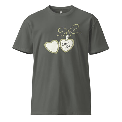 Dear Kitt Heart Locket T-Shirt | Divine Rivals Rebecca Ross Gift - The Bean Workshop - Book Lover Gift, Bookish Apparel, Cottagecore Aesthetic, Cute Book Merch, Divine Rivals, Divine Rivals T-shirt, Iris and Roman, Iris Winnow, Letters of Enchantment, Letters of Enchantment merch for readers, Literary Gift, Locket Design, Rebecca Ross, Rebecca Ross Dear Kitt shirt, Roman Kitt, Romantic Fantasy, t-shirt