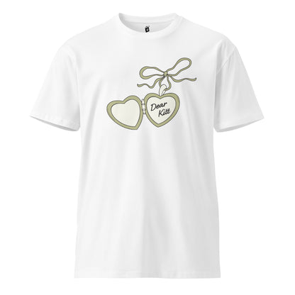Dear Kitt Heart Locket T-Shirt | Divine Rivals Rebecca Ross Gift - The Bean Workshop - Book Lover Gift, Bookish Apparel, Cottagecore Aesthetic, Cute Book Merch, Divine Rivals, Divine Rivals T-shirt, Iris and Roman, Iris Winnow, Letters of Enchantment, Letters of Enchantment merch for readers, Literary Gift, Locket Design, Rebecca Ross, Rebecca Ross Dear Kitt shirt, Roman Kitt, Romantic Fantasy, t-shirt