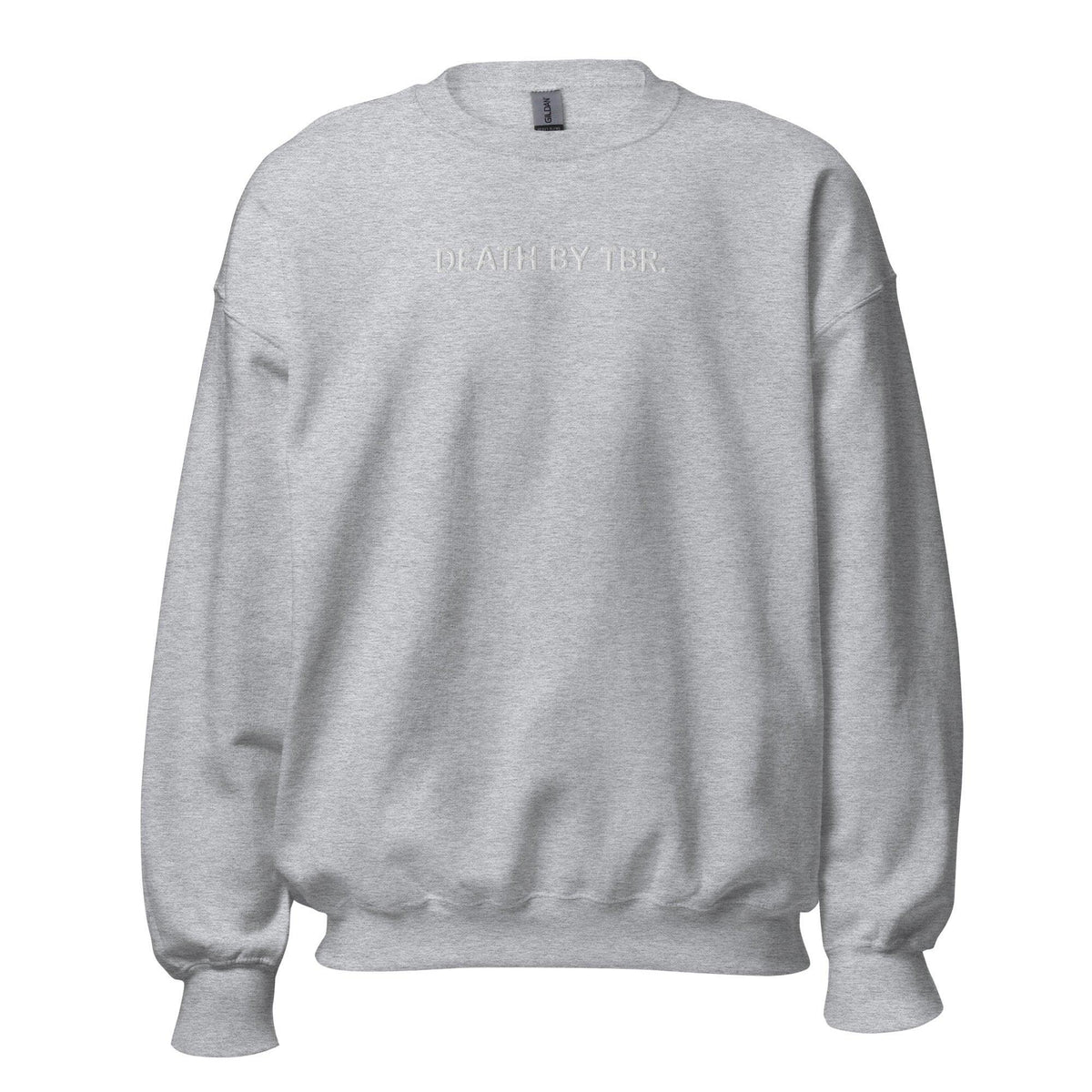 Death By TBR Embroidered Sweatshirt - The Bean Workshop - book lover, bookish, embroidered, minimalistic, read everyday, sweatshirt