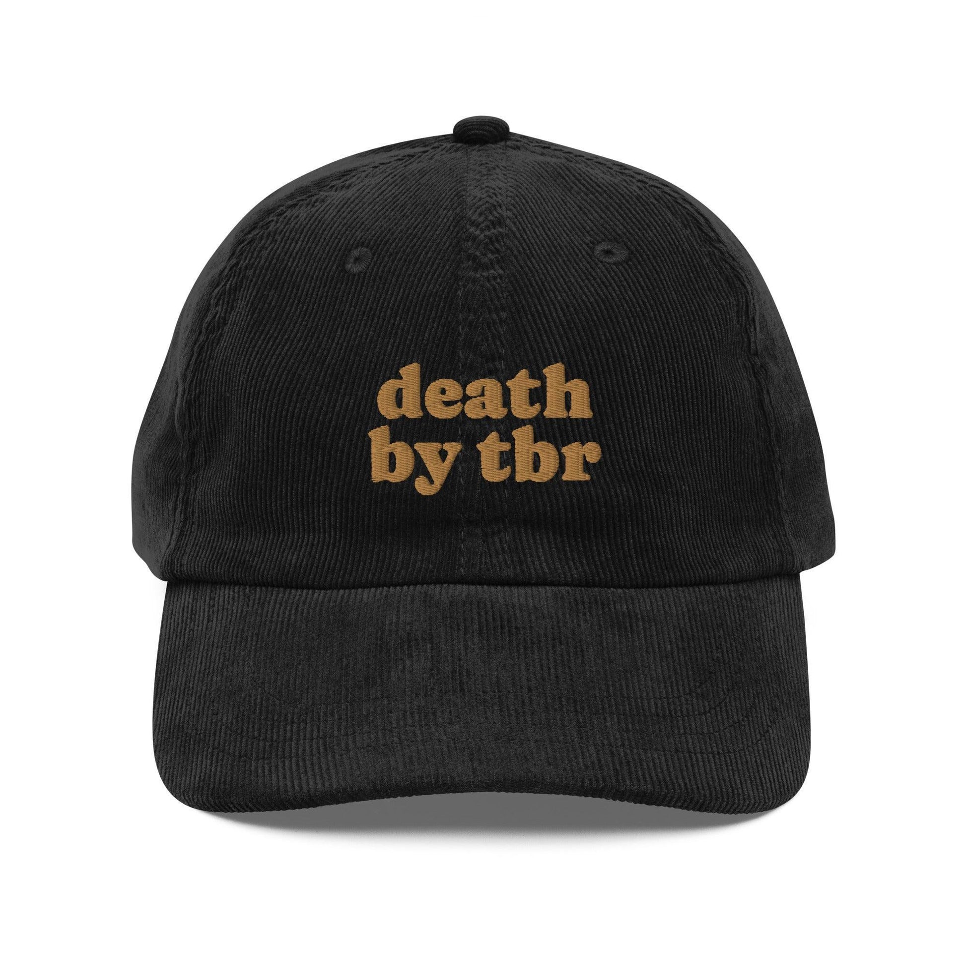 Death by TBR Vintage Corduroy Cap - The Bean Workshop - book lover, bookish, cap, corduroy cap, embroidered, hat, old school, read everyday, reading accessories, vintage