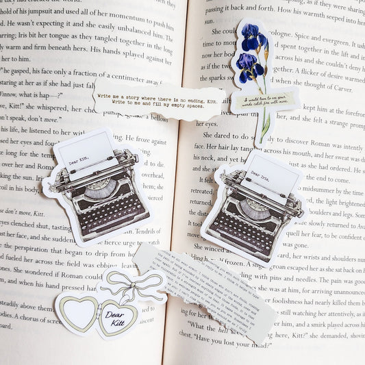 Divine Rivals Sticker Bundle | Set of 6 | Rebecca Ross Bookish Stickers - The Bean Workshop - bookish gift, bookish sticker, Divine Rivals, Divine Rivals merch, fantasy romance sticker, gift for book lovers, Iris and Roman, journal sticker, laptop sticker, Letters of Enchantment, Rebecca Ross, Rebecca Ross merch, Ruthless Vows, sticker, sticker bundle