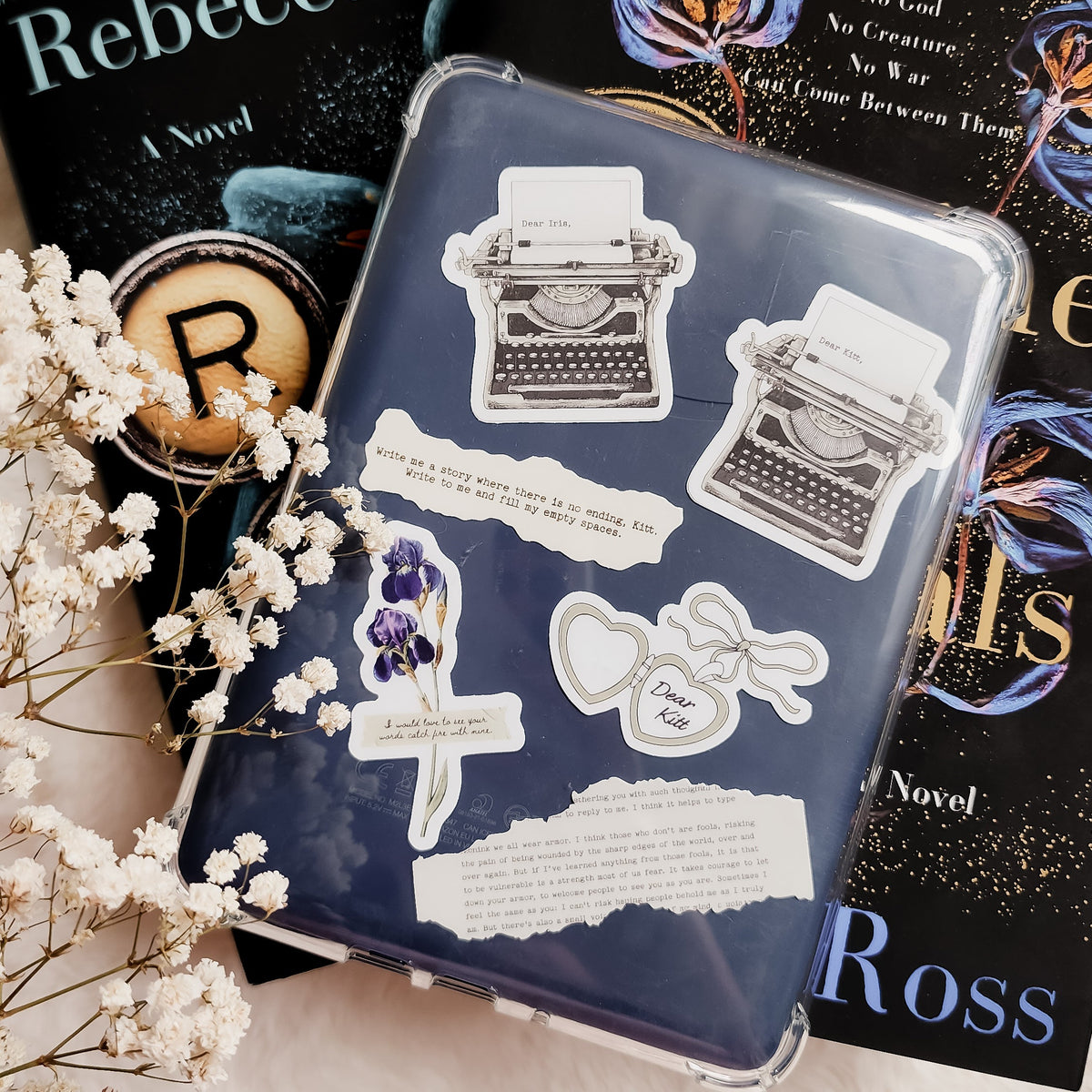 Divine Rivals Sticker Bundle | Set of 6 | Rebecca Ross Bookish Stickers - The Bean Workshop - bookish gift, bookish sticker, Divine Rivals, Divine Rivals merch, fantasy romance sticker, gift for book lovers, Iris and Roman, journal sticker, laptop sticker, Letters of Enchantment, Rebecca Ross, Rebecca Ross merch, Ruthless Vows, sticker, sticker bundle