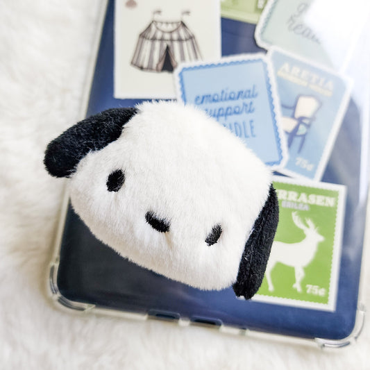 Dog Plush Foldable Adhesive Kindle Grip - The Bean Workshop - kindle grip, reading accessories