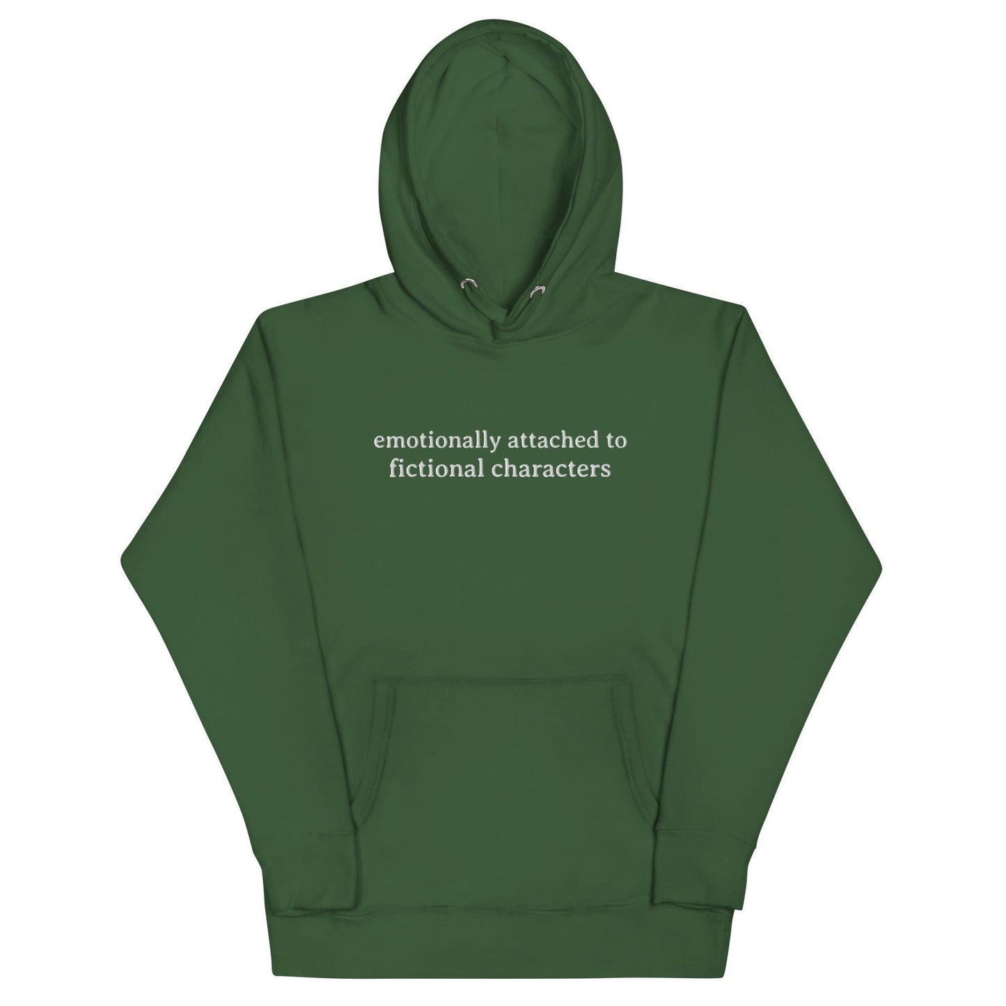 Emotionally Attached to Fictional Characters Embroidered Hoodie - The Bean Workshop - book lover, bookish, embroidered, hoodie, read everyday