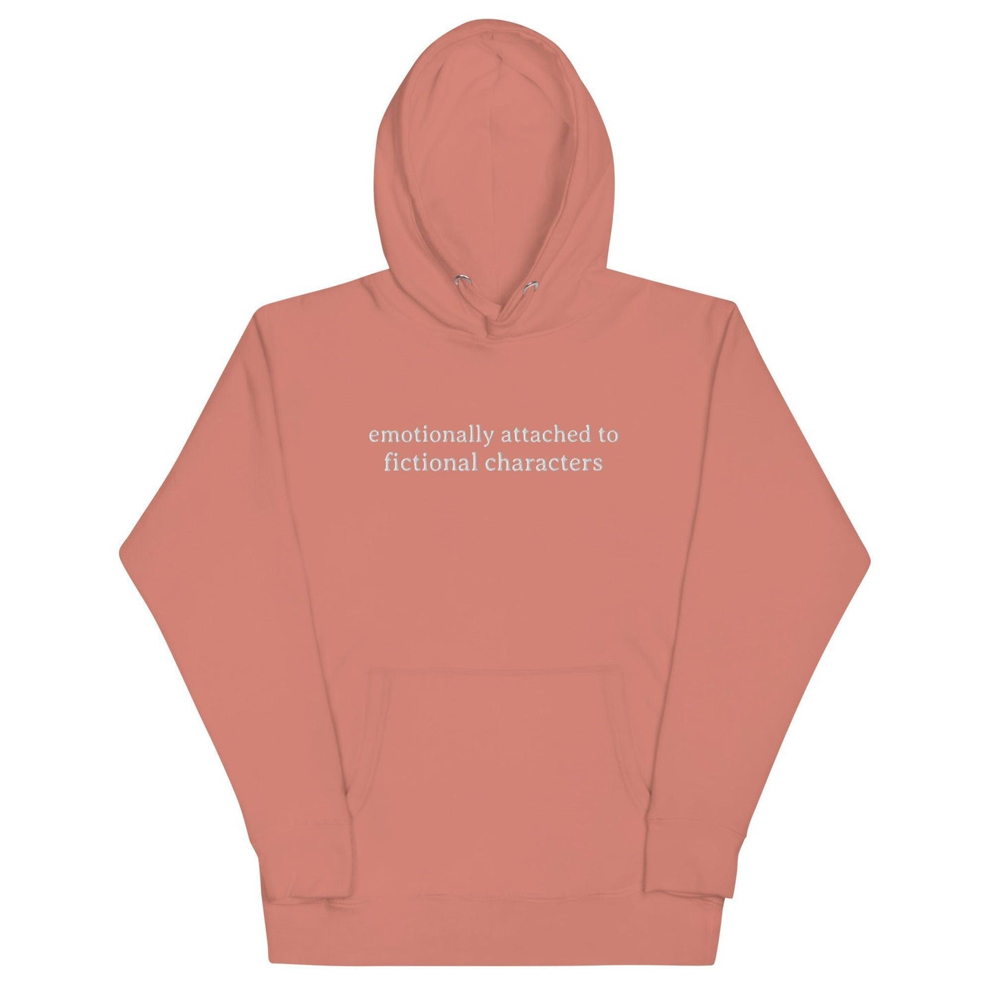 Emotionally Attached to Fictional Characters Embroidered Hoodie - The Bean Workshop - book lover, bookish, embroidered, hoodie, read everyday