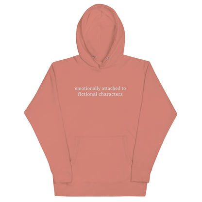 Emotionally Attached to Fictional Characters Embroidered Hoodie - The Bean Workshop - book lover, bookish, embroidered, hoodie, read everyday