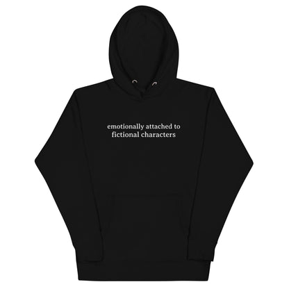 Emotionally Attached to Fictional Characters Embroidered Hoodie - The Bean Workshop - book lover, bookish, embroidered, hoodie, read everyday
