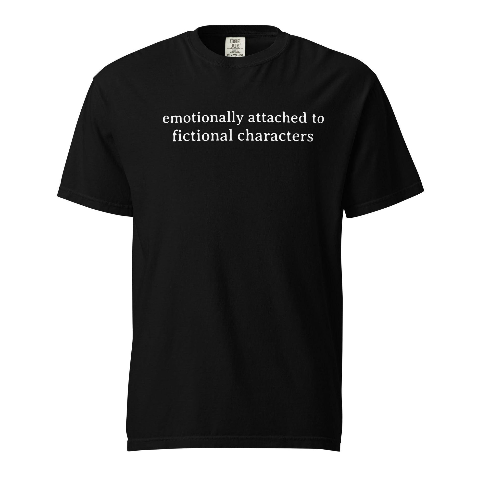 Emotionally Attached to Fictional Characters Tee Shirt - The Bean Workshop - book lover, bookish, box tee, minimalistic, read everyday, tee shirt