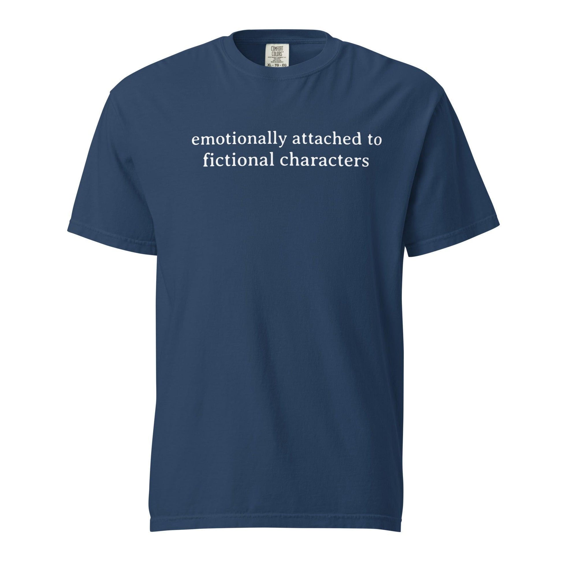 Emotionally Attached to Fictional Characters Tee Shirt - The Bean Workshop - book lover, bookish, box tee, minimalistic, read everyday, tee shirt