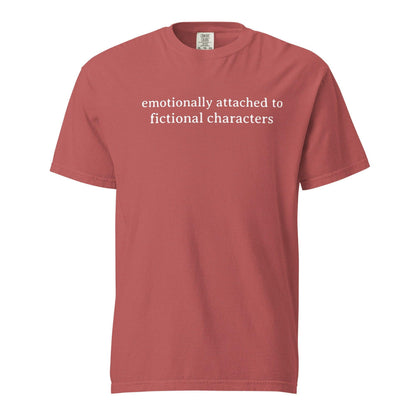Emotionally Attached to Fictional Characters Tee Shirt - The Bean Workshop - book lover, bookish, box tee, minimalistic, read everyday, tee shirt