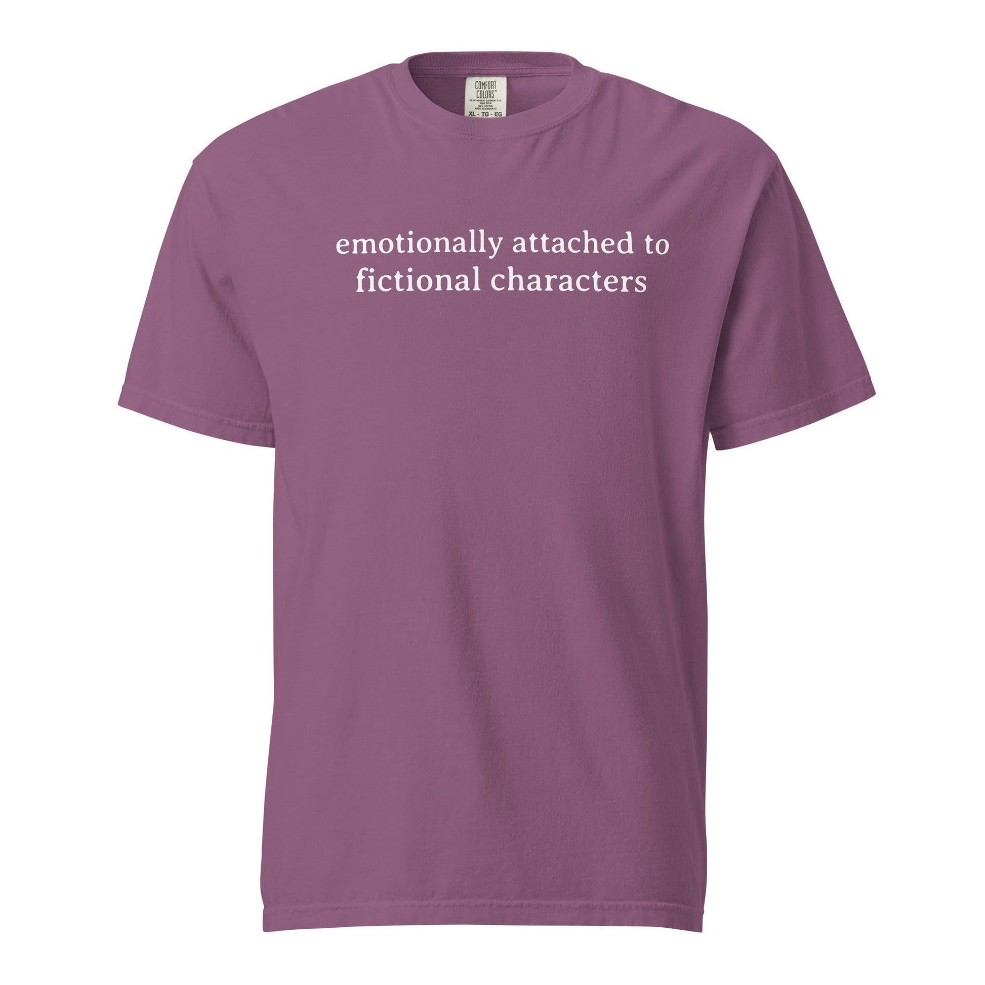 Emotionally Attached to Fictional Characters Tee Shirt - The Bean Workshop - book lover, bookish, box tee, minimalistic, read everyday, tee shirt