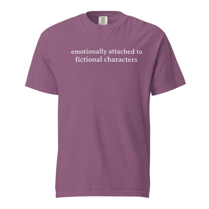 Emotionally Attached to Fictional Characters Tee Shirt - The Bean Workshop - book lover, bookish, box tee, minimalistic, read everyday, tee shirt