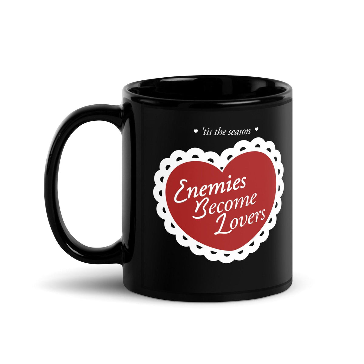 Enemies Become Lovers Black Coffee Mug - The Bean Workshop - black mug, book lover, ceramic mug, enemies become lover, mug, read everyday, valentine, Valentine's Day Picks
