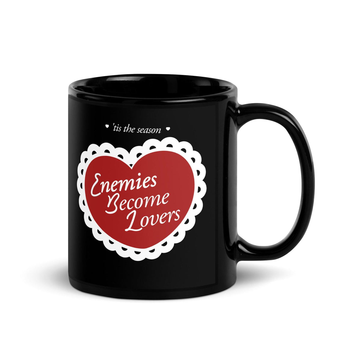 Enemies Become Lovers Black Coffee Mug - The Bean Workshop - black mug, book lover, ceramic mug, enemies become lover, mug, read everyday, valentine, Valentine's Day Picks