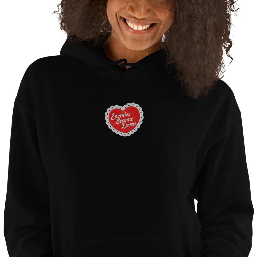 Enemies Become Lovers Embroidered Hoodie - The Bean Workshop - book lover, embroidered, enemies become lover, hoodie, read everyday, valentine, Valentine's Day Picks
