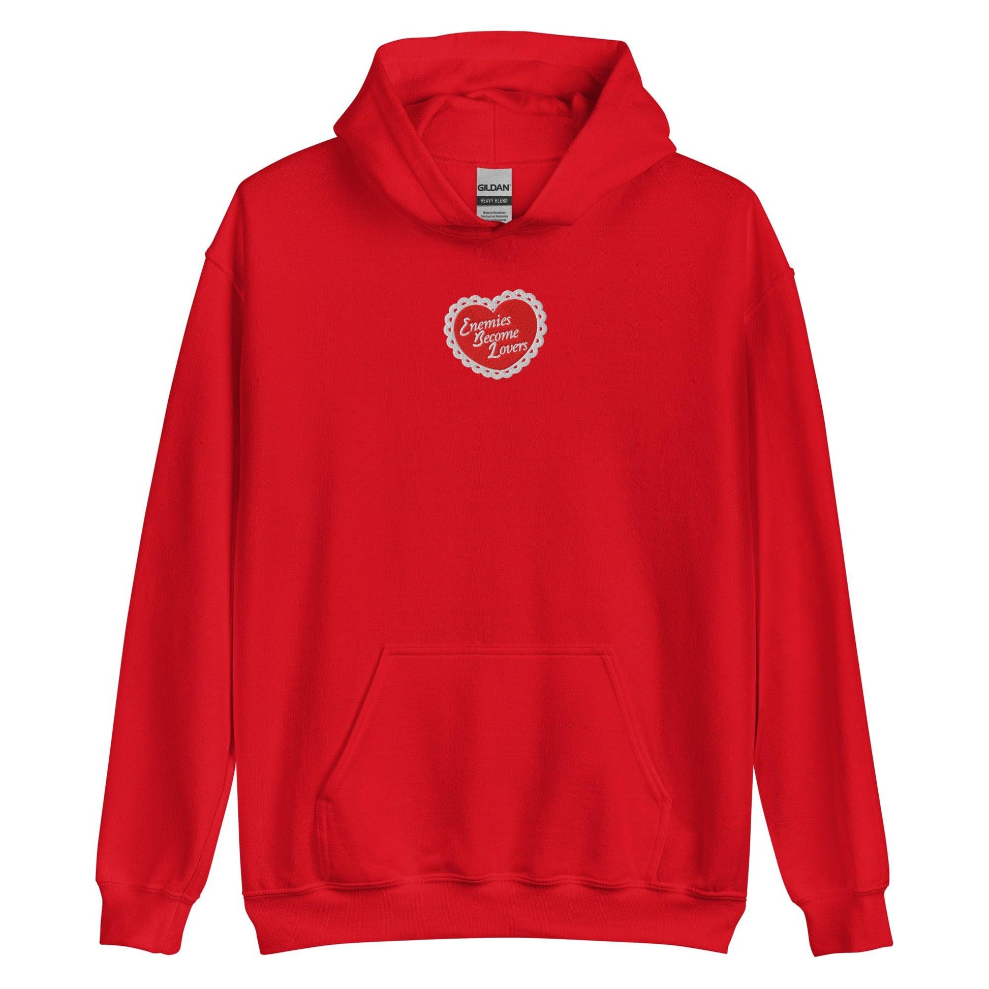 Enemies Become Lovers Embroidered Hoodie - The Bean Workshop - book lover, embroidered, enemies become lover, hoodie, read everyday, valentine, Valentine's Day Picks