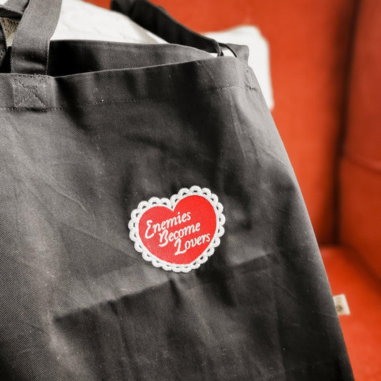 Enemies Become Lovers Embroidered Organic Cotton Twill Tote Bag - The Bean Workshop - book lover, embroidered, enemies become lover, read everyday, tote, tote bag