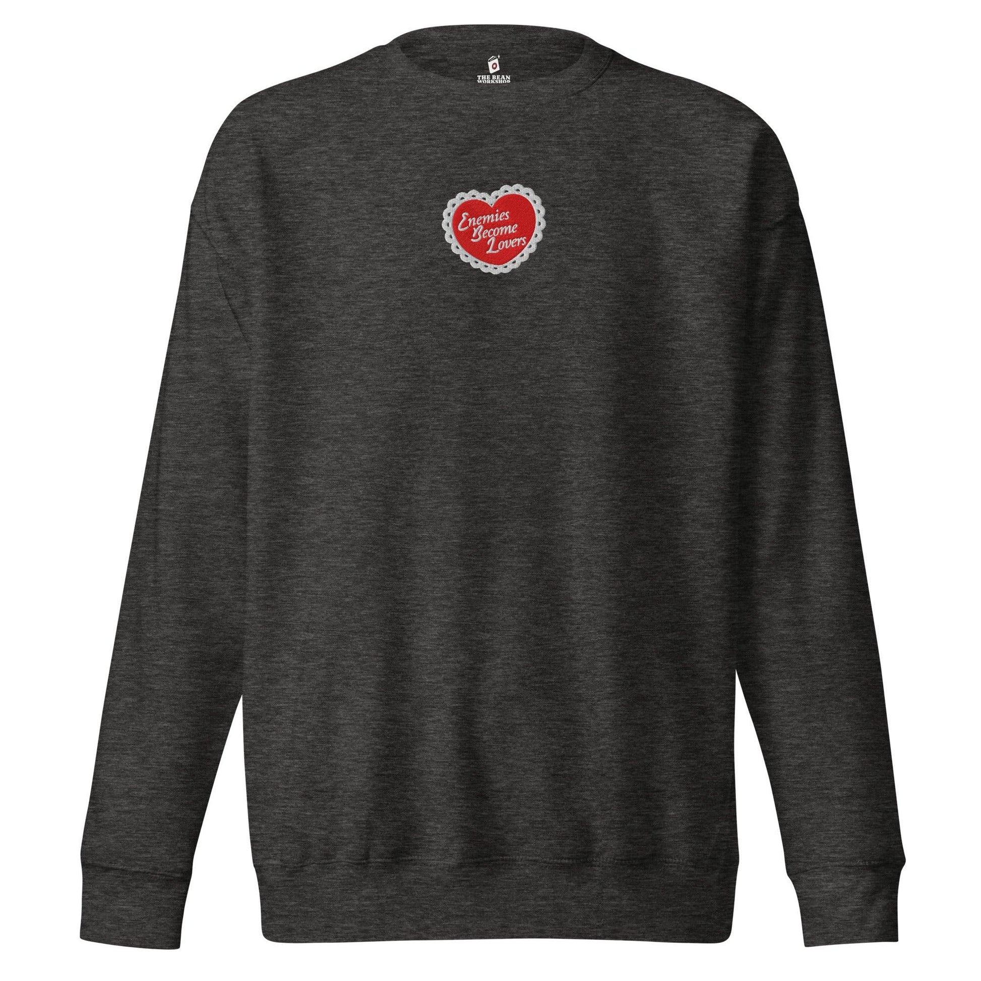 Enemies Become Lovers Embroidered Premium Sweatshirt - The Bean Workshop - book lover, enemies become lover, read everyday, sweater, sweatshirt, Valentine's Day Picks