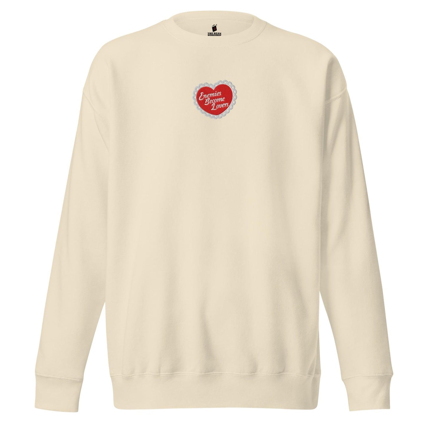Enemies Become Lovers Embroidered Premium Sweatshirt - The Bean Workshop - book lover, enemies become lover, read everyday, sweater, sweatshirt, Valentine's Day Picks