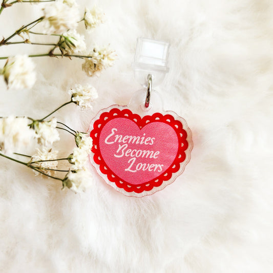 Enemies Become Lovers Kindle Charm - The Bean Workshop - dust plug, e readers, kindle charm, phone charm, reading accessories, valentine, Valentine's Day Picks
