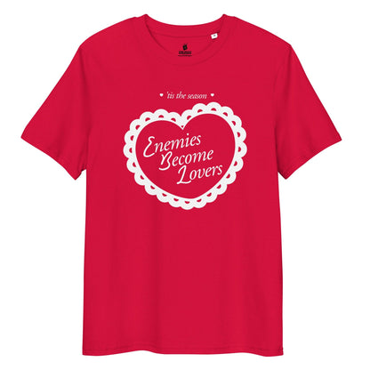 Enemies Become Lovers Organic Cotton T-Shirt - The Bean Workshop - book lover, enemies become lover, read everyday, t-shirt, tee, valentine, Valentine's Day Picks