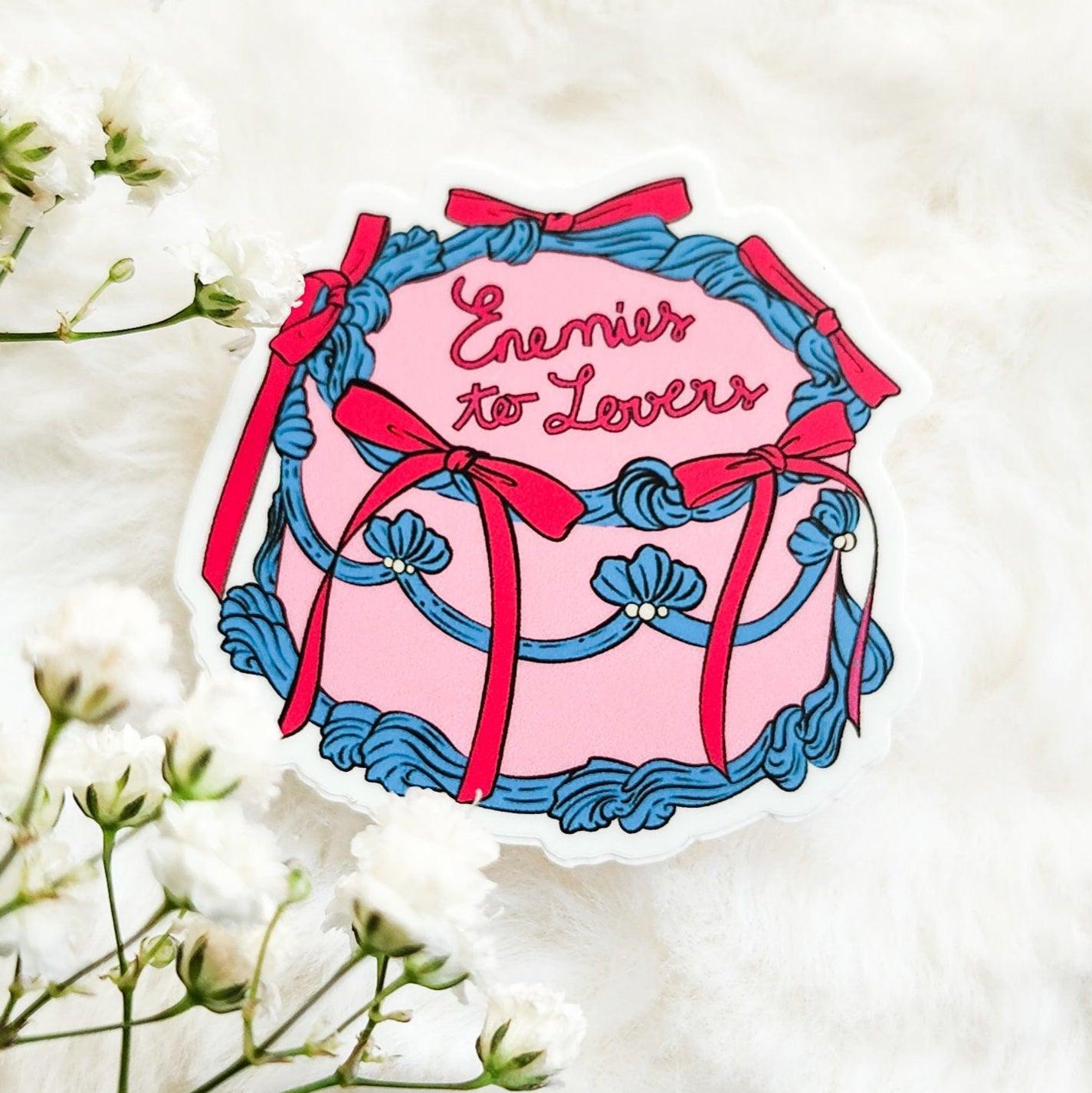 Enemies to Lovers Book Trope Retro Cake Sticker - The Bean Workshop - book trope, enemies to lovers, sticker