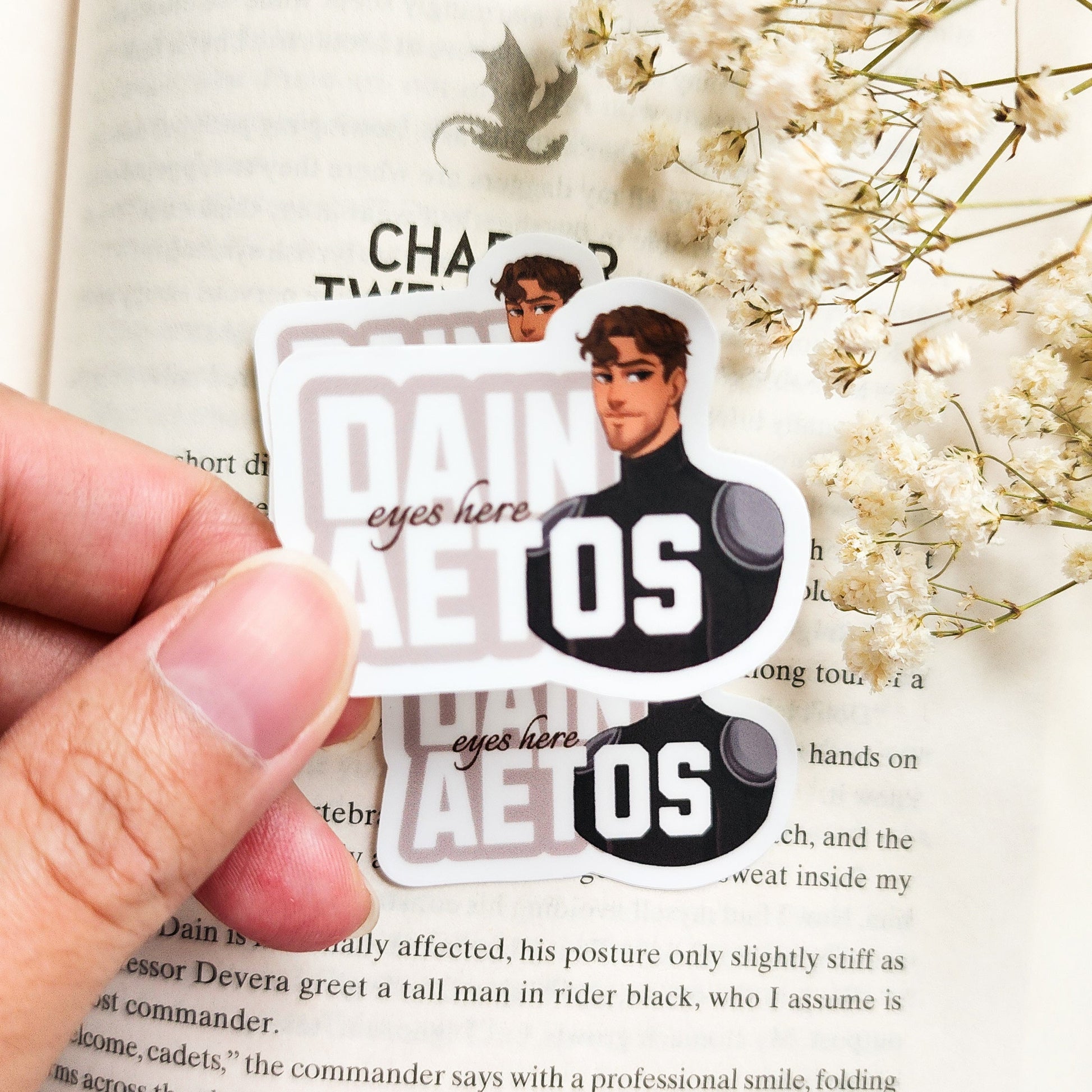 Eyes Here Dain Aetos Sticker - The Bean Workshop - dain aetos, fourth wing, Fourth Wing Merch, IMOGEN CARDULO, rebecca yarros, rhiannon Matthias, ridoc gamlyn, sticker, violet sorrengail, xaden riorson