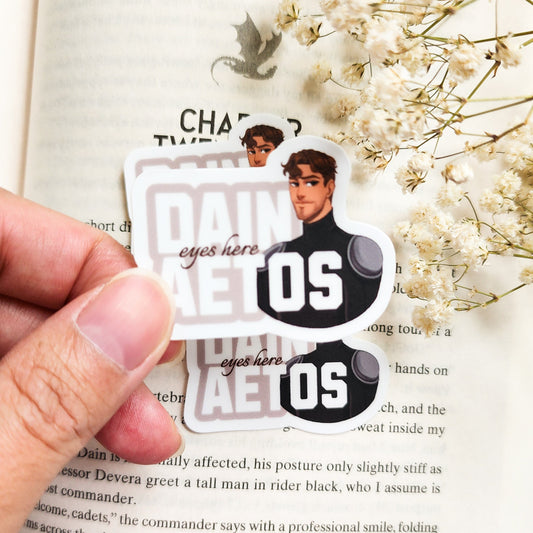 Eyes Here Dain Aetos Sticker - The Bean Workshop - dain aetos, fourth wing, Fourth Wing Merch, IMOGEN CARDULO, rebecca yarros, rhiannon Matthias, ridoc gamlyn, sticker, violet sorrengail, xaden riorson