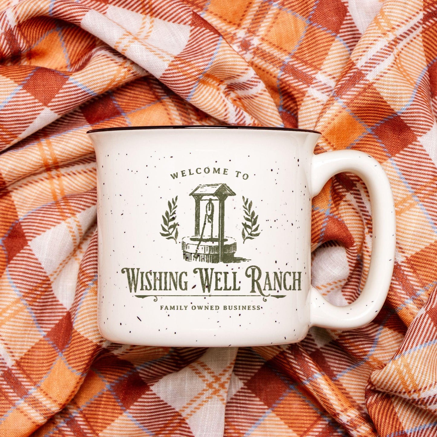 Wishing Well Ranch Speckled Ceramic Camp Mug