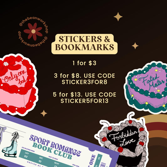 Fake Dating Book Trope Retro Cake Sticker - The Bean Workshop - book trope, enemies to lovers, sticker