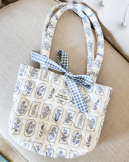 Fearfully and Wonderfully Made Cotton Quilted Tote Bag - The Bean Workshop - bible cover, bible tote, book sleeve, Christian Gifts, christian tote bag, Christian Women, Church Bag, Cotton Quilted Tote, Faith Inspired, faith tote, fearfully and wonderfully made, gift for women, Handmade, large tote bag, psalm 139, psalm bag, quilted tote, Ready to ship, Reversible Bag, Study Bible