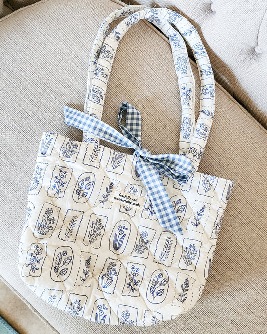 Fearfully and Wonderfully Made Cotton Quilted Tote Bag - The Bean Workshop - bible cover, bible tote, book sleeve, Christian Gifts, christian tote bag, Christian Women, Church Bag, Cotton Quilted Tote, Faith Inspired, faith tote, fearfully and wonderfully made, gift for women, Handmade, large tote bag, psalm 139, psalm bag, quilted tote, Ready to ship, Reversible Bag, Study Bible