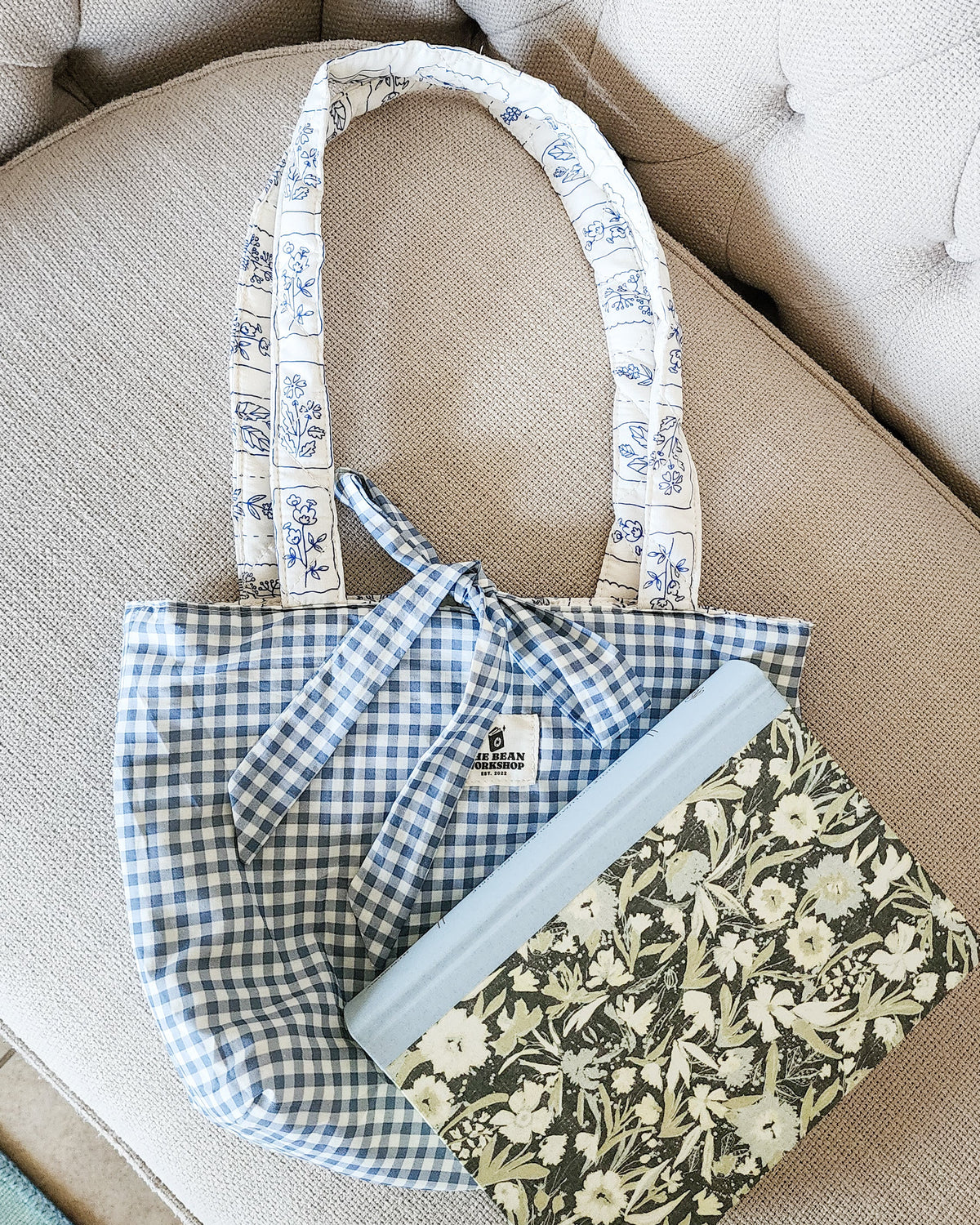 Fearfully and Wonderfully Made Cotton Quilted Tote Bag - The Bean Workshop - bible cover, bible tote, book sleeve, Christian Gifts, christian tote bag, Christian Women, Church Bag, Cotton Quilted Tote, Faith Inspired, faith tote, fearfully and wonderfully made, gift for women, Handmade, large tote bag, psalm 139, psalm bag, quilted tote, Ready to ship, Reversible Bag, Study Bible