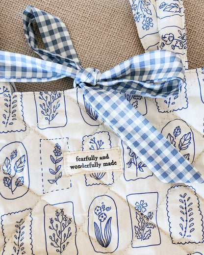 Fearfully and Wonderfully Made Cotton Quilted Tote Bag - The Bean Workshop - bible cover, bible tote, book sleeve, Christian Gifts, christian tote bag, Christian Women, Church Bag, Cotton Quilted Tote, Faith Inspired, faith tote, fearfully and wonderfully made, gift for women, Handmade, large tote bag, psalm 139, psalm bag, quilted tote, Ready to ship, Reversible Bag, Study Bible
