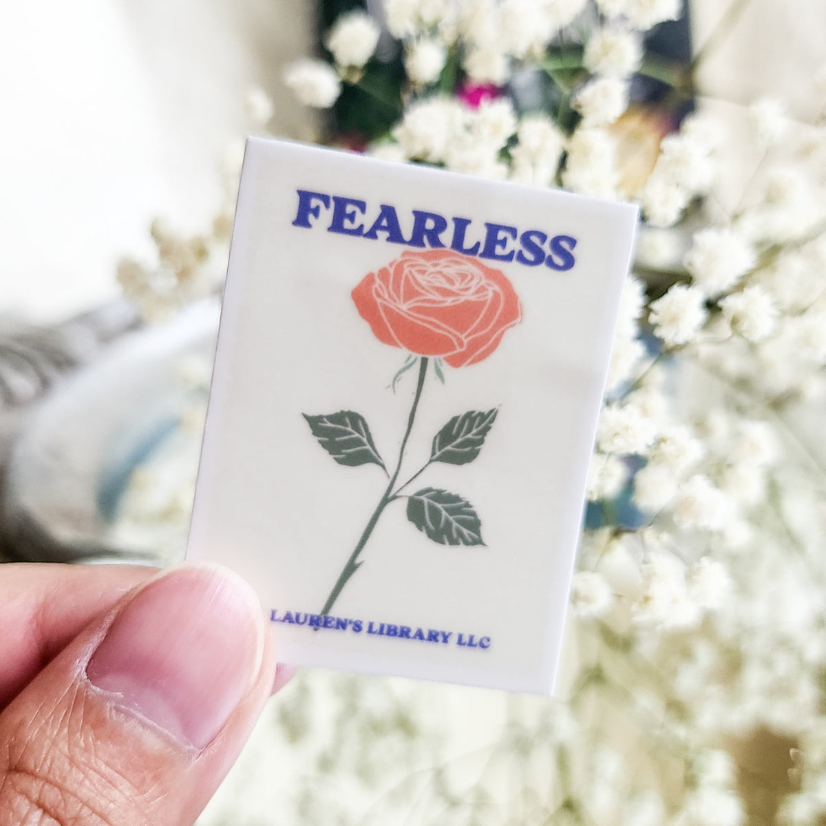 Fearless Lauren Roberts Stamp Sticker - The Bean Workshop - book lover gift, Bookish Accessories, Bookish Gift, bookish sticker, die cut sticker, fantasy romance sticker, Fearless, kai azer, kindle sticker, lauren roberts, Lauren Roberts merch, paedyn gray, powerless, Powerless merch, reckless, stamp sticker, sticker