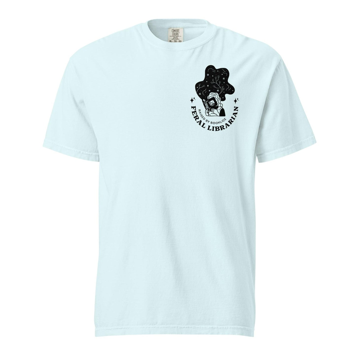 Feral Librarian Raised by Booklice T-shirt - The Bean Workshop - Booklice, Feral Librarian, Margaret Rogerson, Sorcery of Thorns, t-shirt, tee