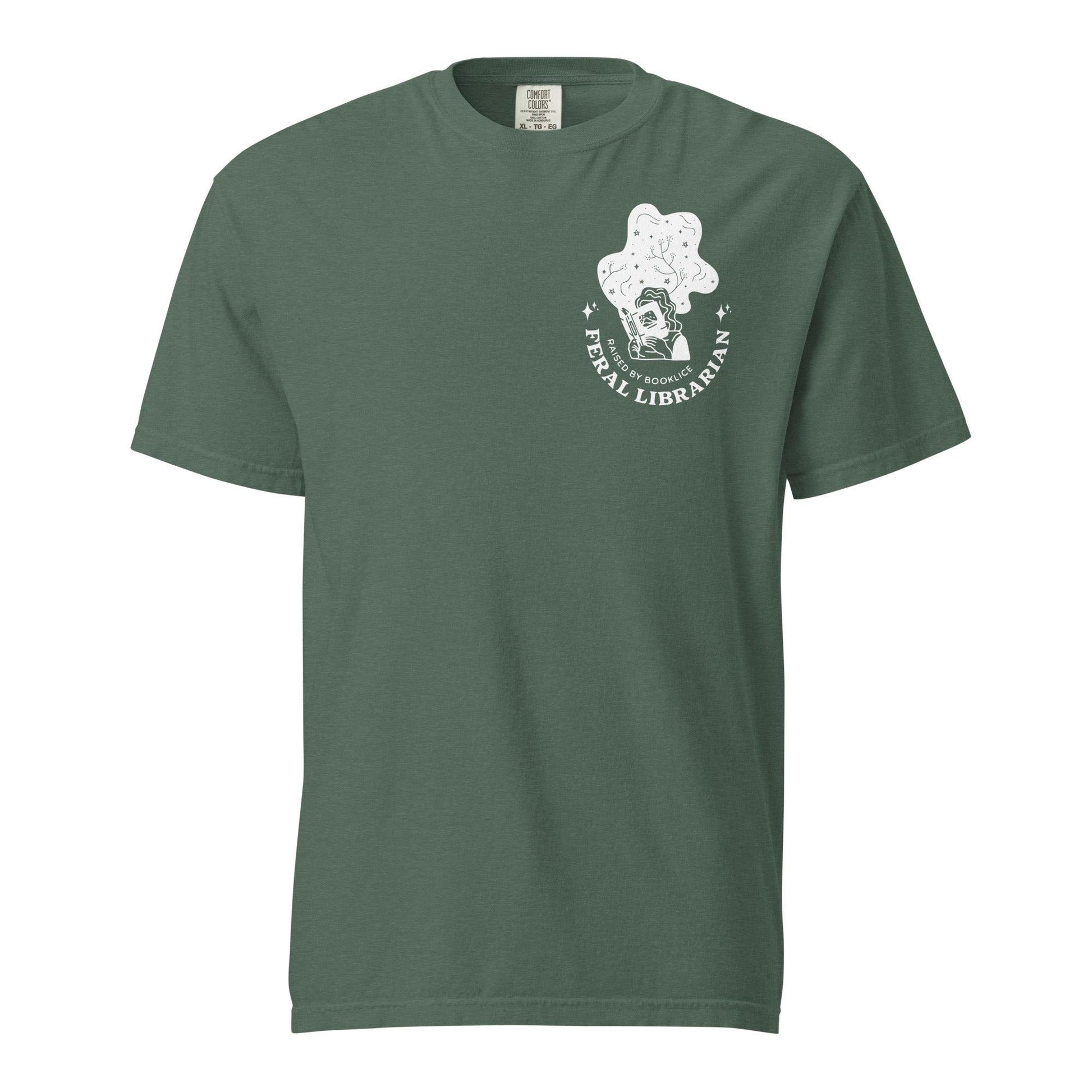 Feral Librarian Raised by Booklice Tee Shirt - The Bean Workshop - Booklice, Feral Librarian, Margaret Rogerson, Sorcery of Thorns, t-shirt, tee