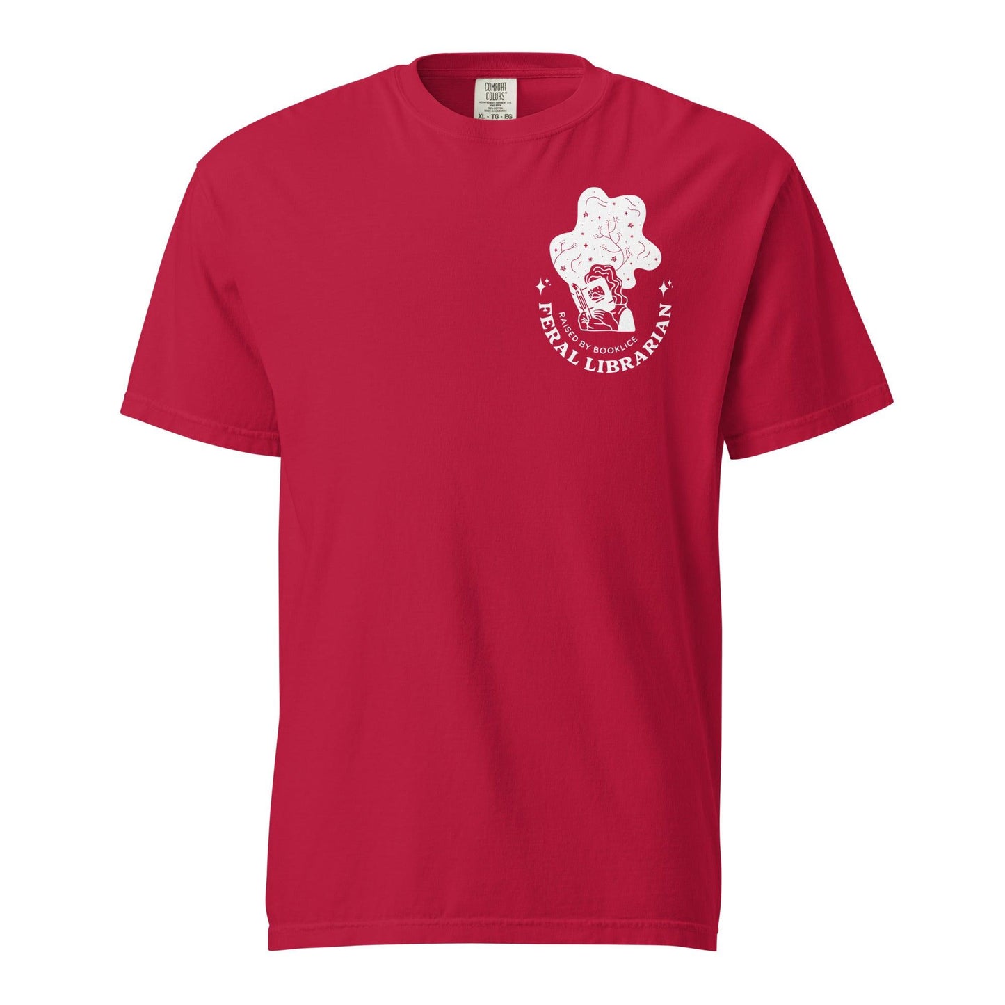 Feral Librarian Raised by Booklice Tee Shirt - The Bean Workshop - Booklice, Feral Librarian, Margaret Rogerson, Sorcery of Thorns, t-shirt, tee