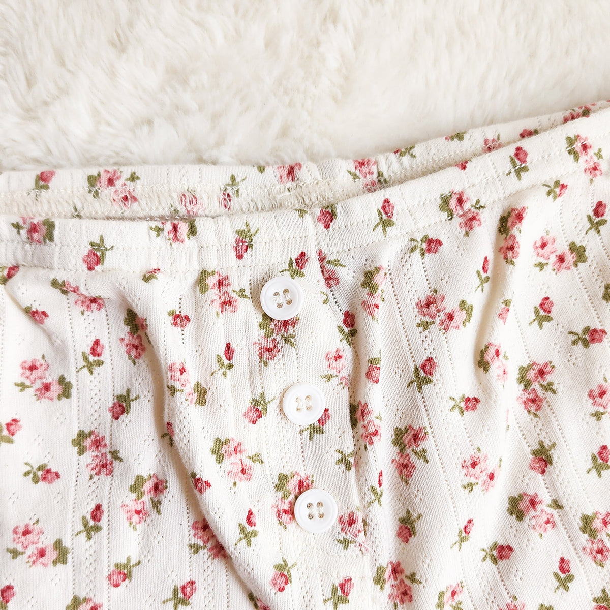 Floral Embroidered Bookish Shorts — Women's Cotton Lounge Shorts - The Bean Workshop - bookish, bookish gifts, bookish loungewear, cottagecore apparel, cotton lounge shorts, floral embroidered shorts, Loungewear, shorts